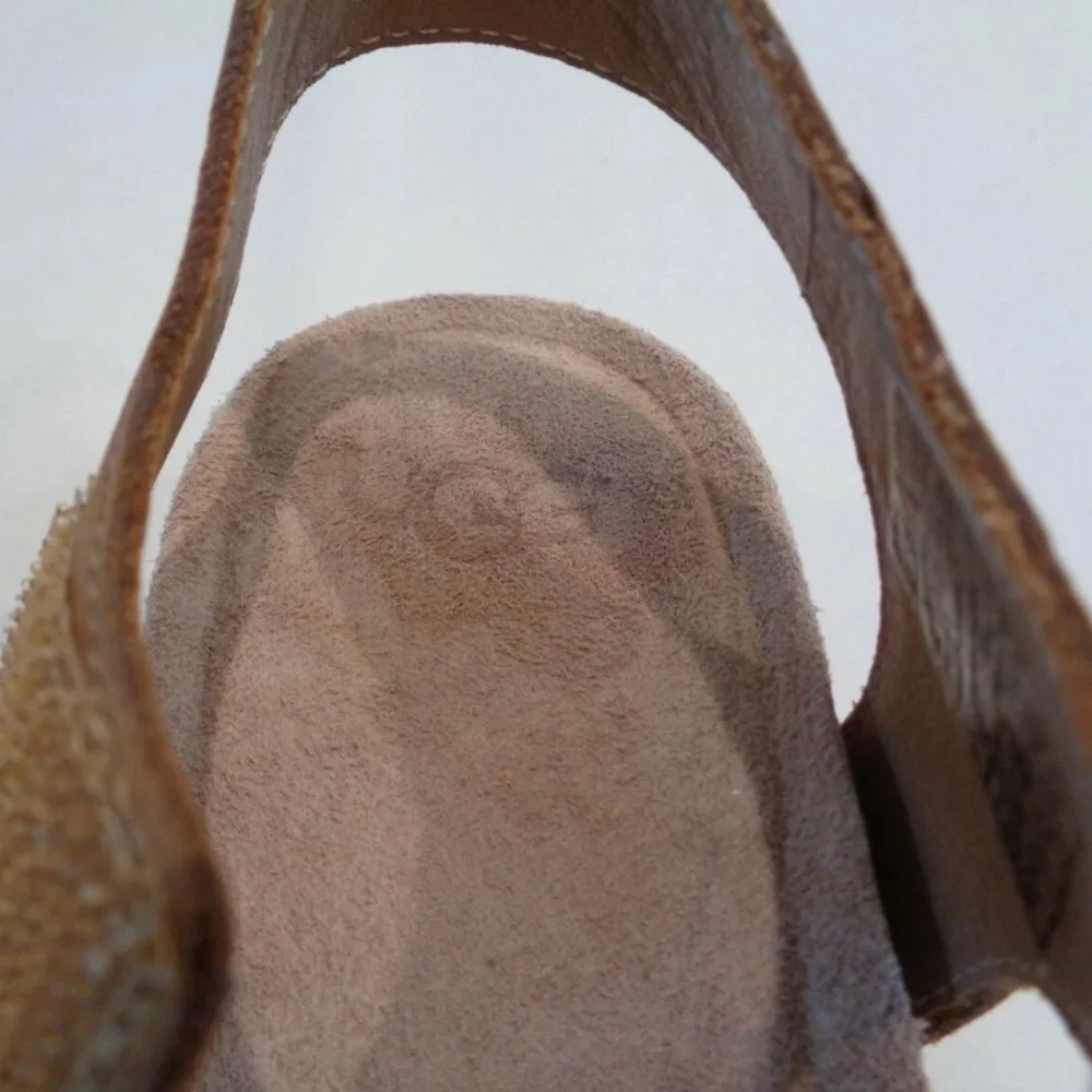 NWOB UGG Australia VEVA Chestnut Leather Wedge Heel Sandals Womens Shoes Size 8